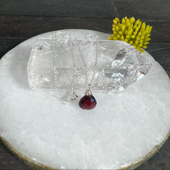 Red Garnet Sterling Silver Necklace - Picture 10 of 11